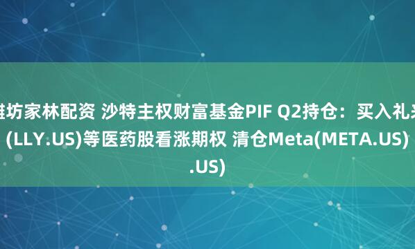濰坊家林配資 沙特主權財富基金PIF Q2持倉:買入禮來(LLY.US)等醫藥股看漲期權 清倉Meta(META.US)